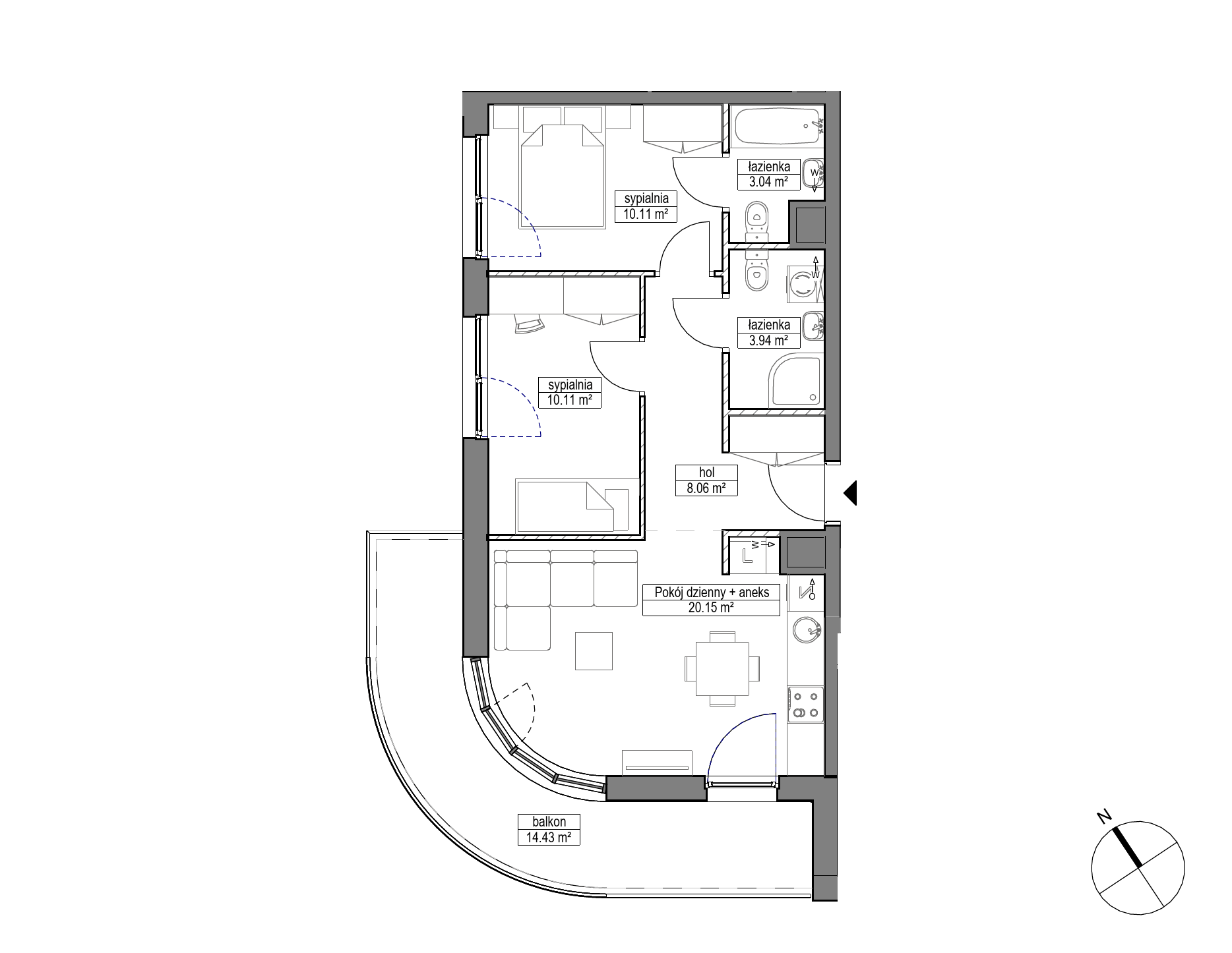 Plan 3 pok. 55m²