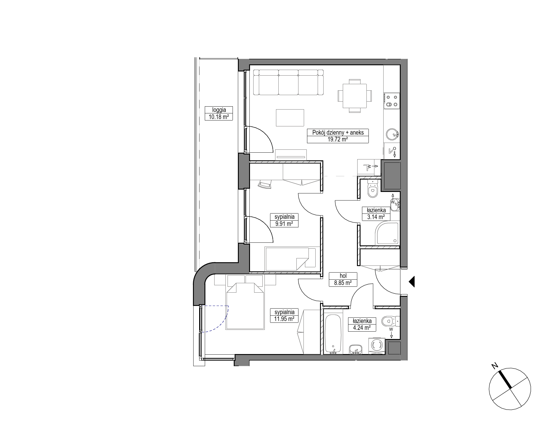 Plan 3 pok. 58m²