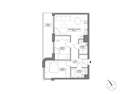 Plan 3 pok. 58m²