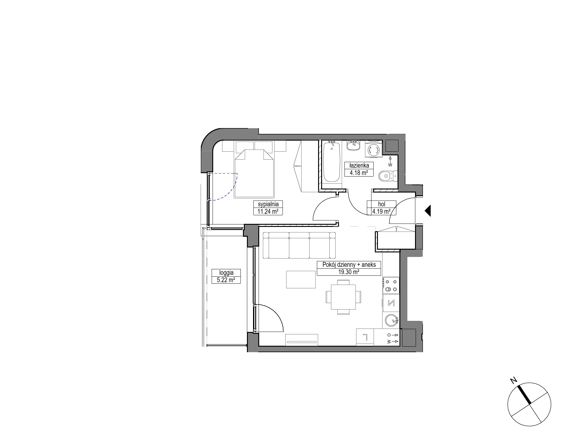 Plan 2 pok. 39m²