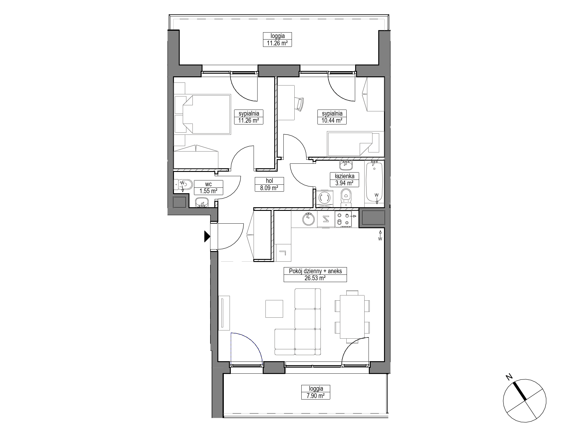 Plan 3 pok. 62m²