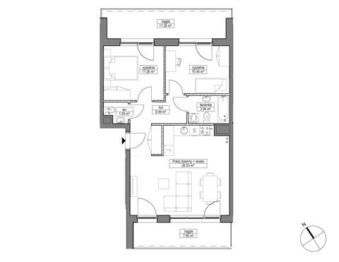 Plan 3 pok. 62m²