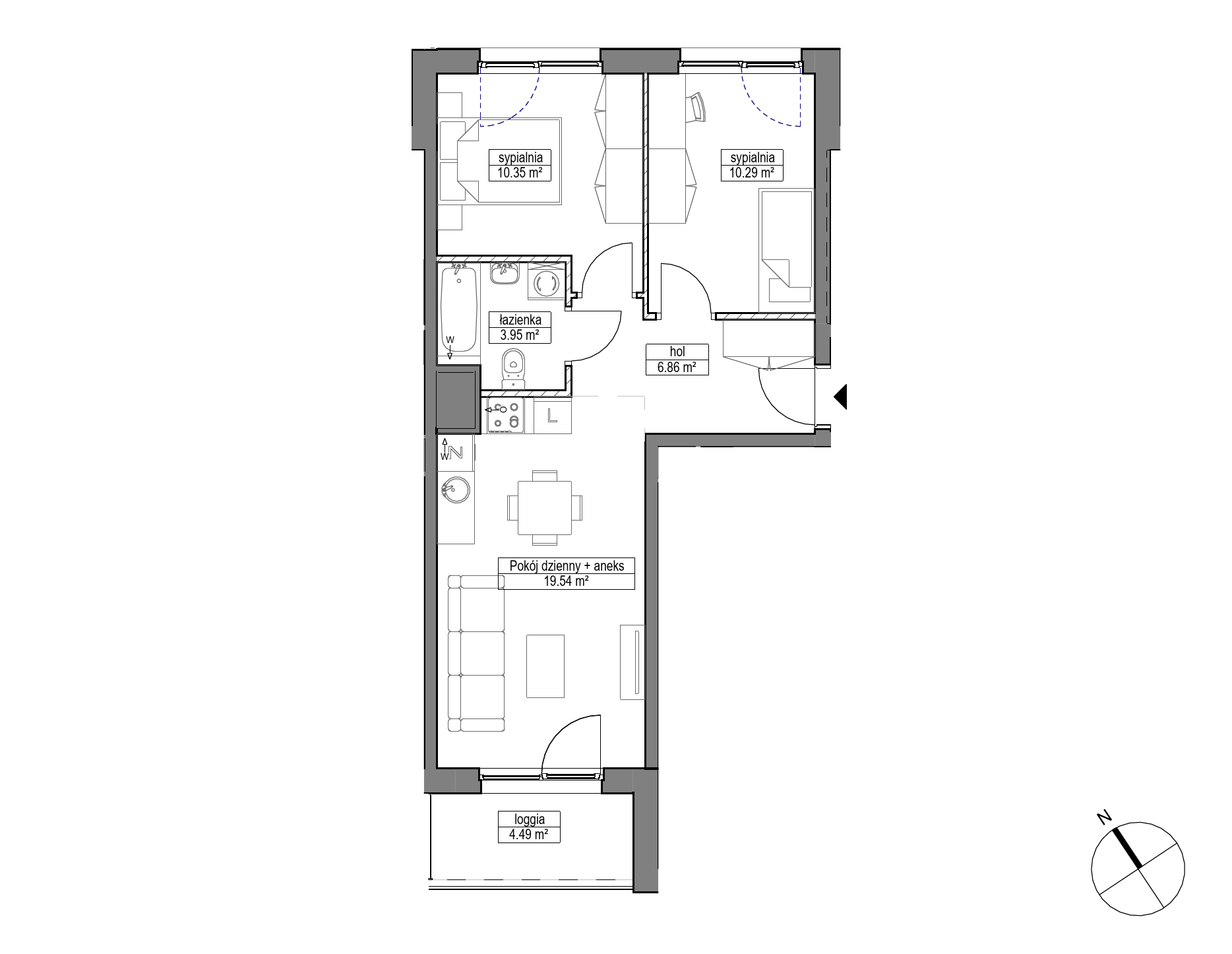 Plan 3 pok. 51m²