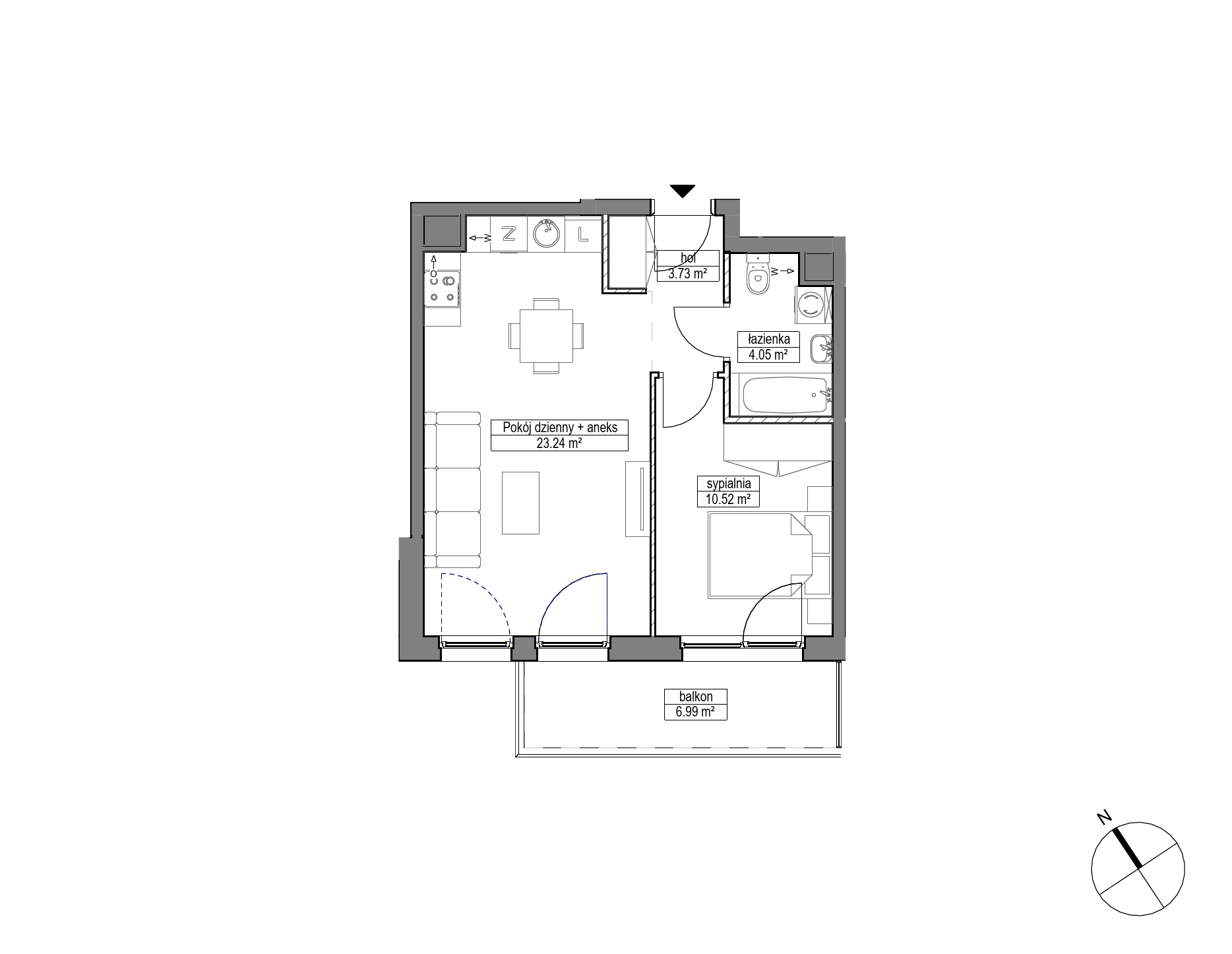 Plan 2 pok. 42m²