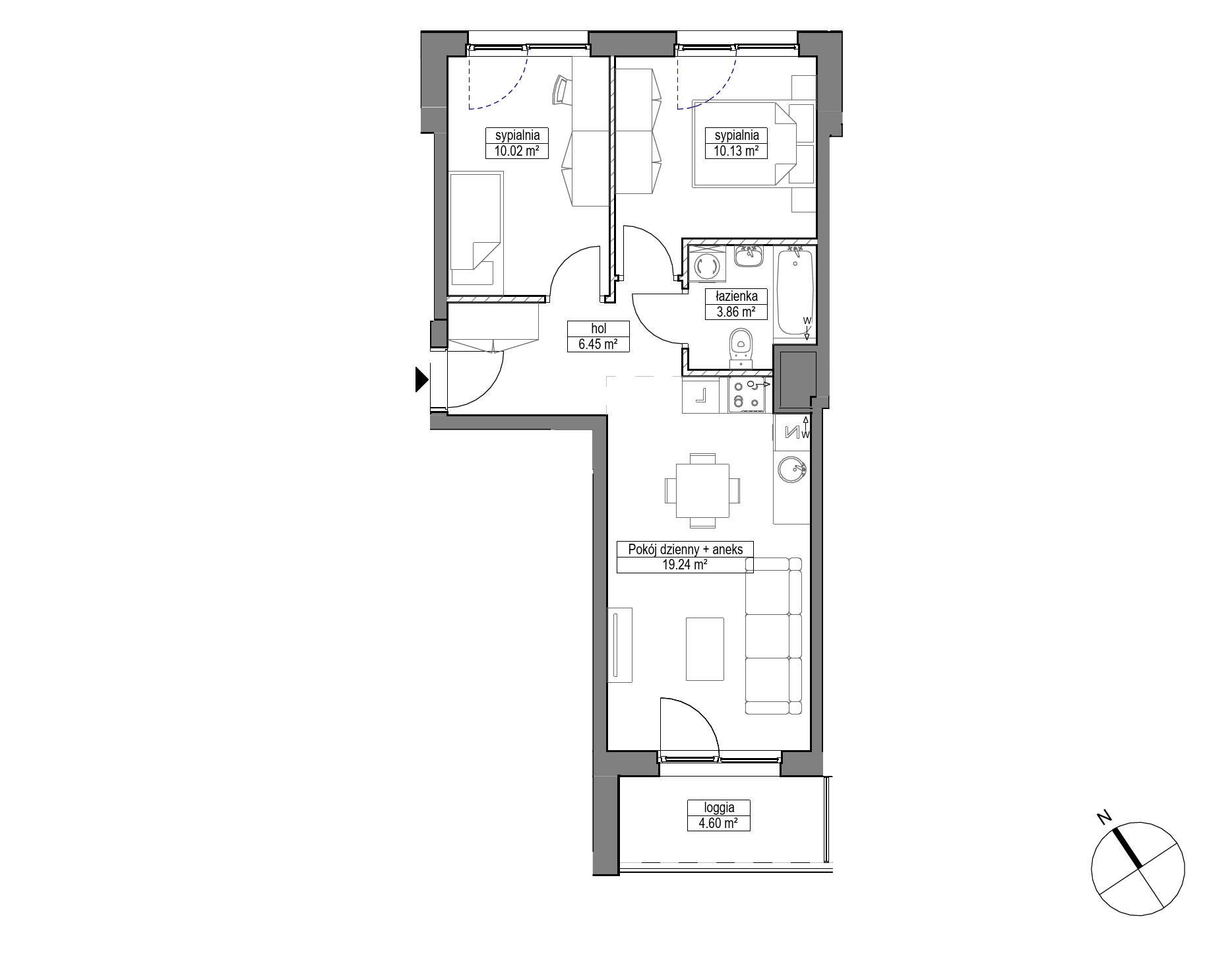 Plan 3 pok. 50m²