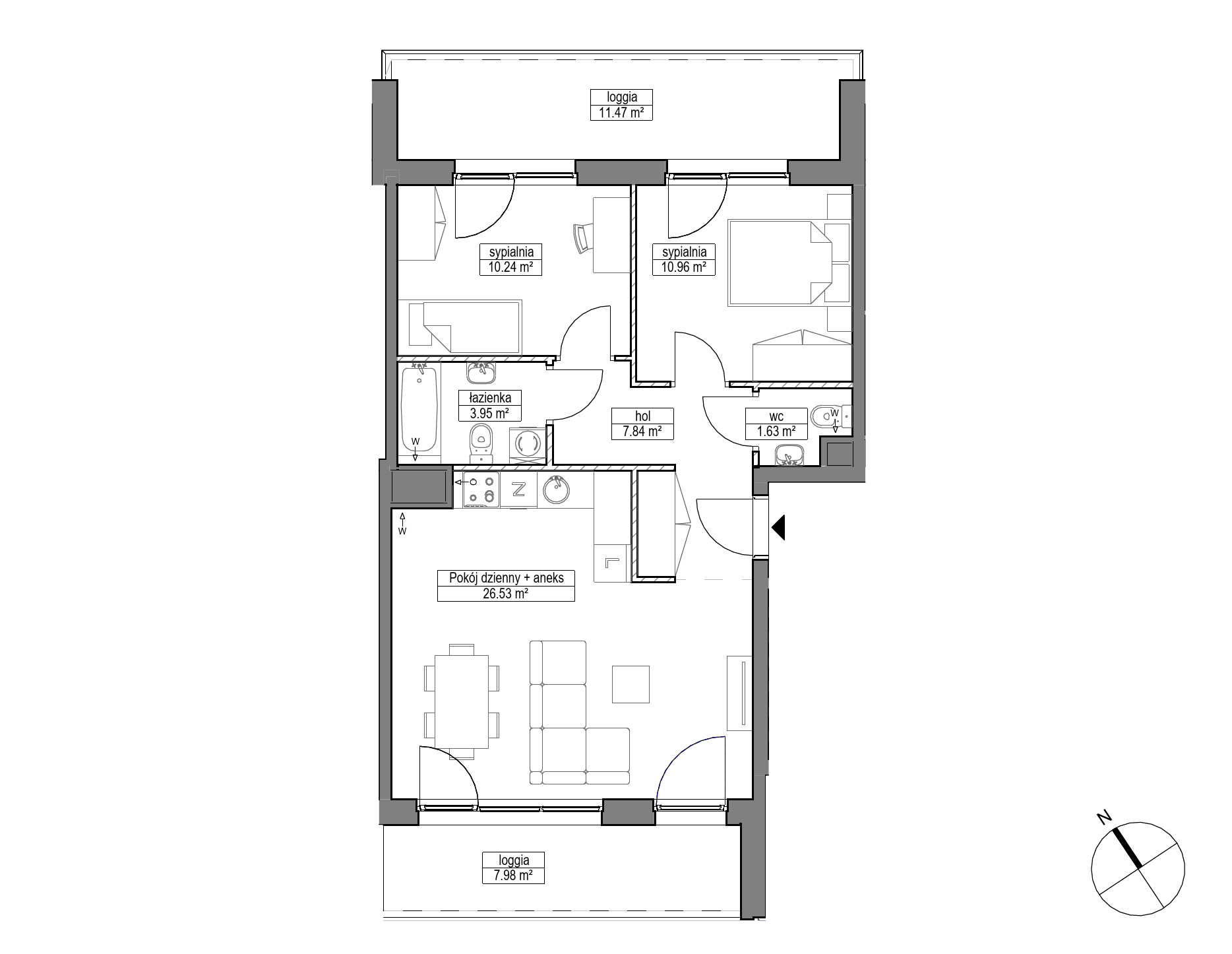 Plan 3 pok. 61m²