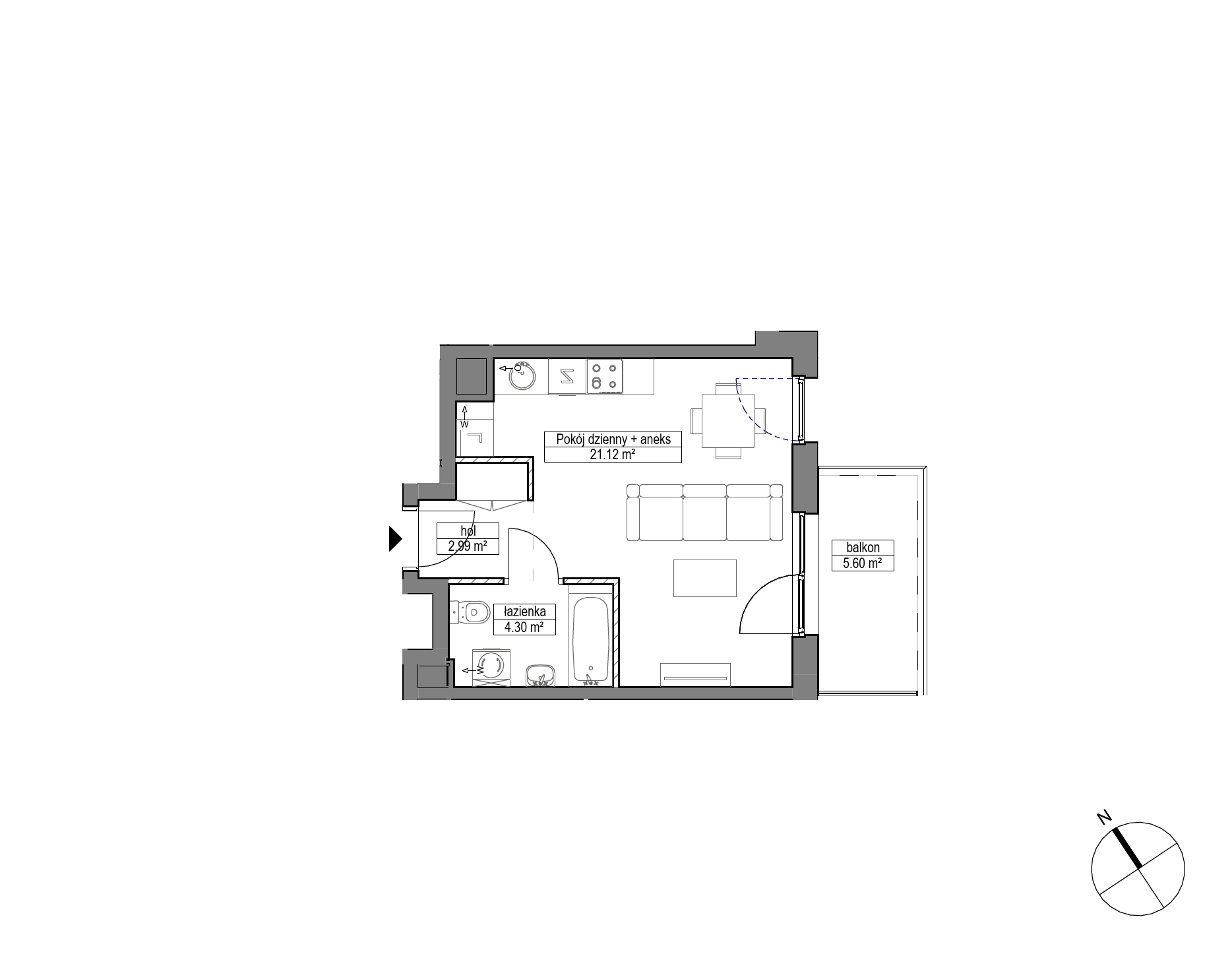 Plan 1 pok. 28m²