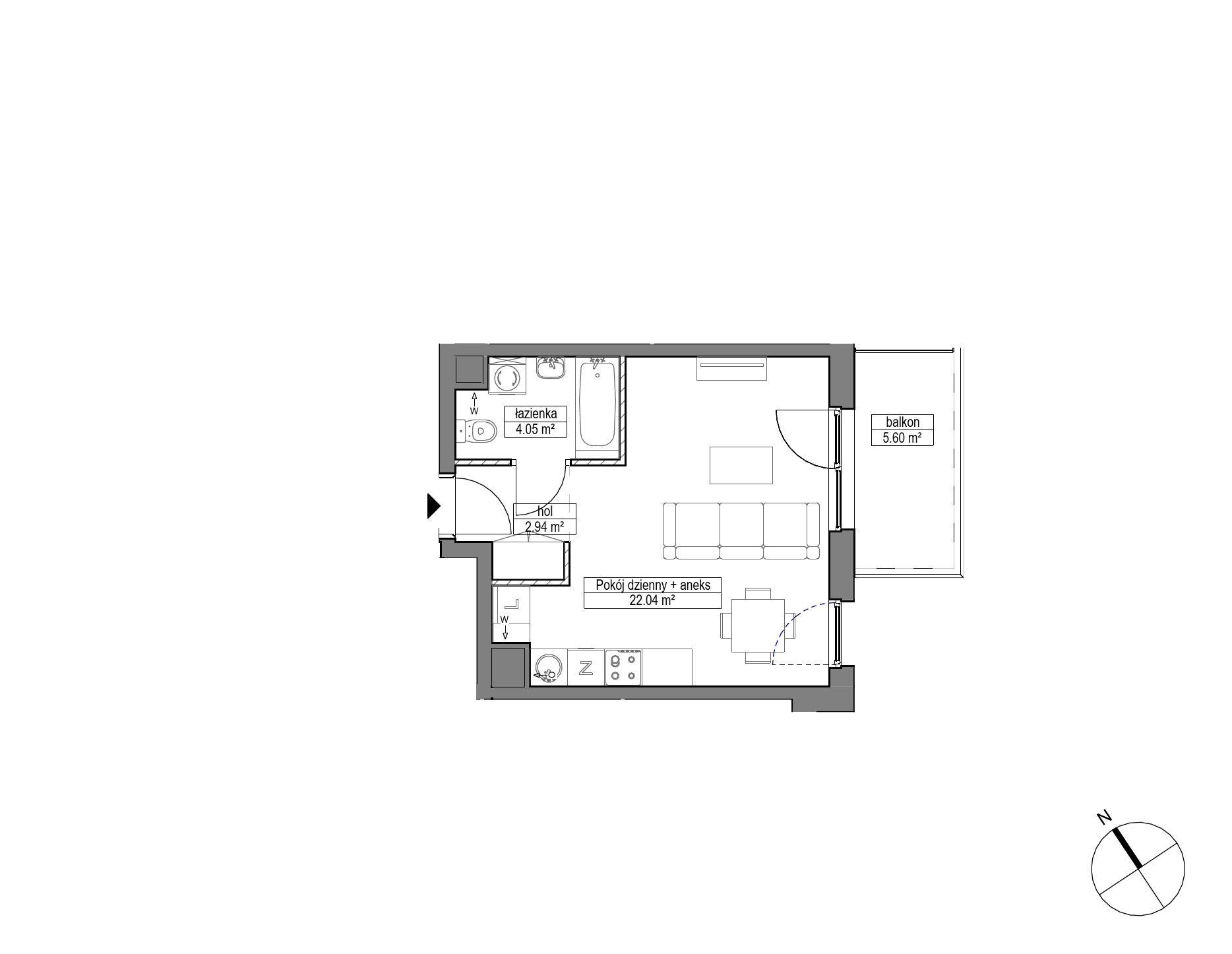 Plan 1 pok. 29m²
