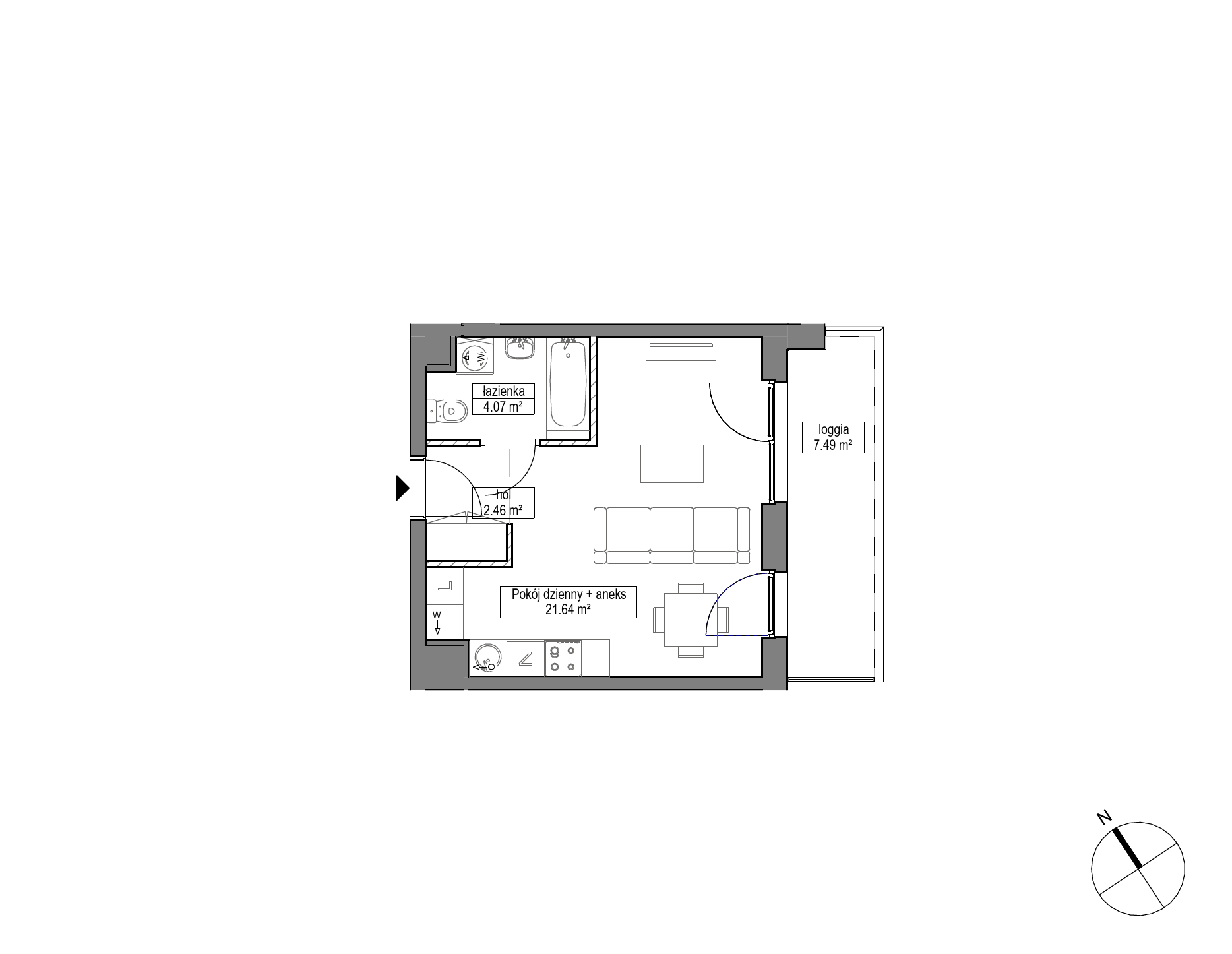 Plan 1 pok. 28m²