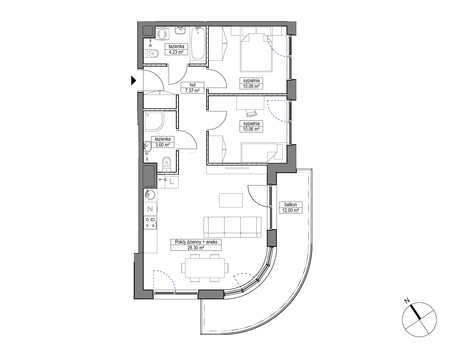 Plan 3 pok. 64m²