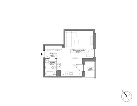 Plan 1 pok. 34m²