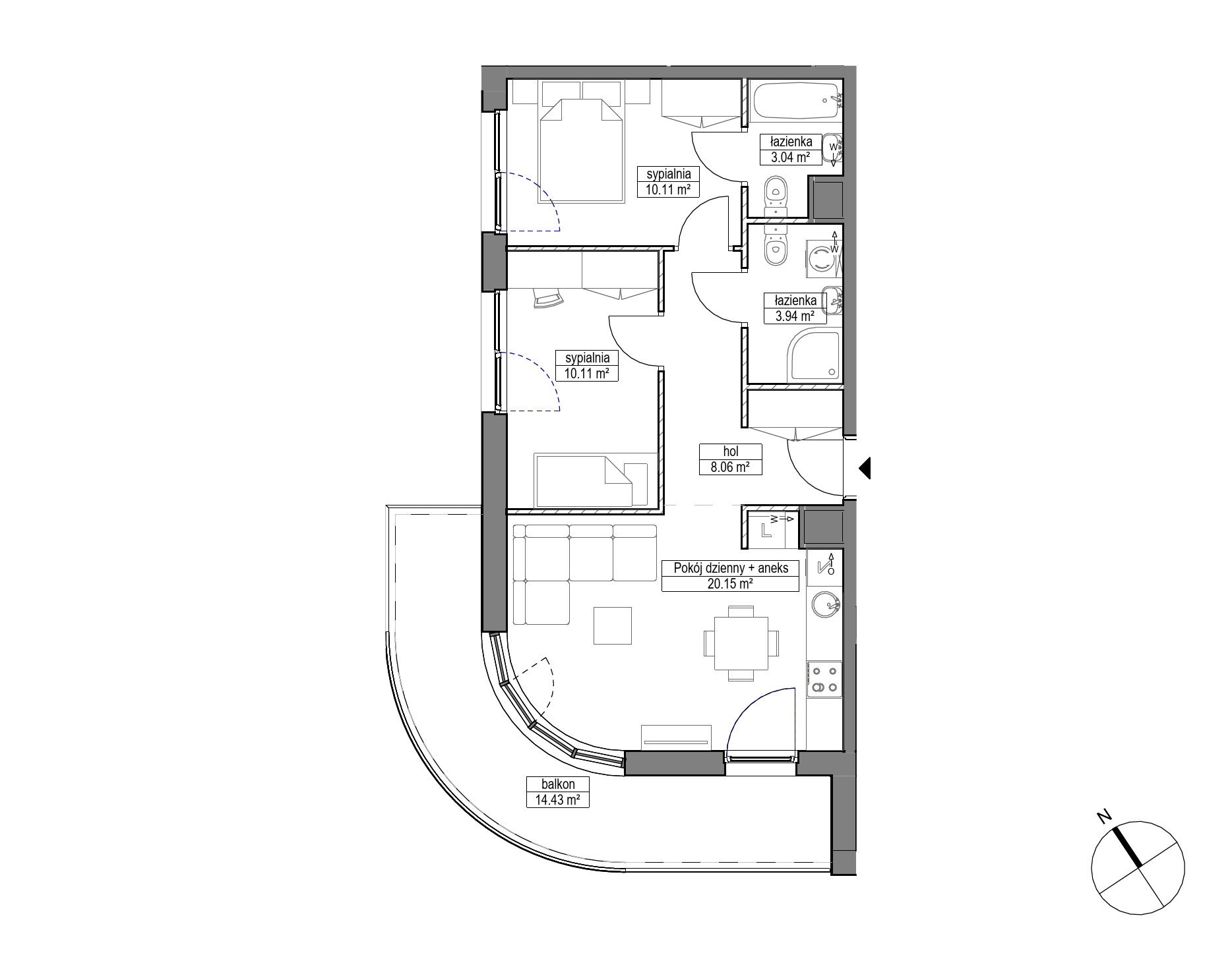 Plan 3 pok. 55m²