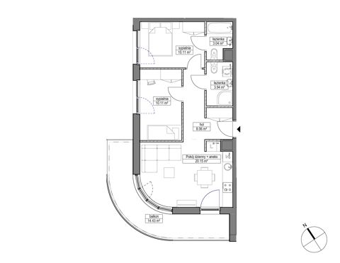 Plan 3 pok. 55m²