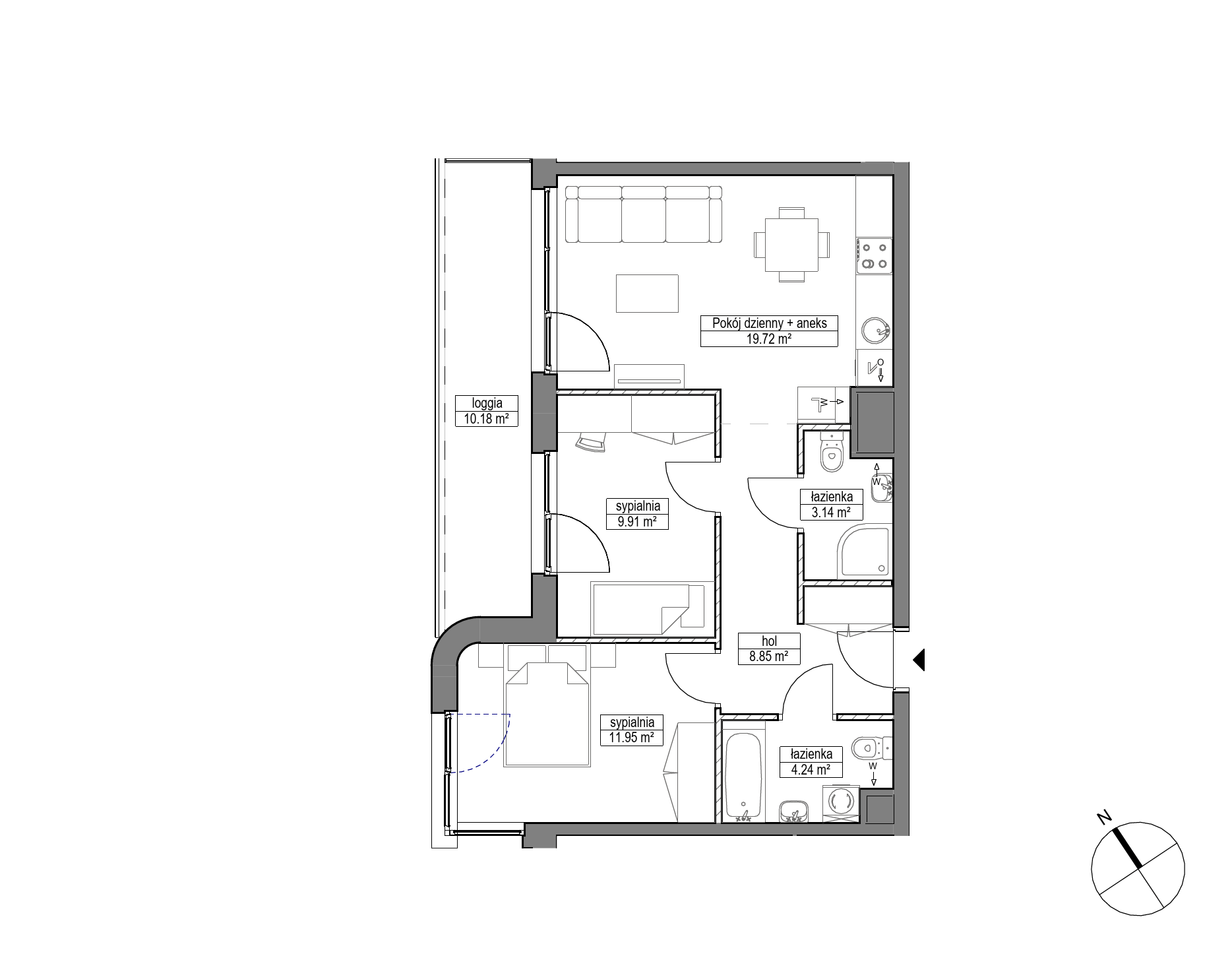 Plan 3 pok. 58m²