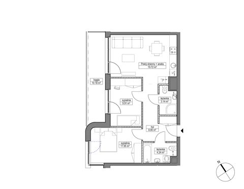 Plan 3 pok. 58m²