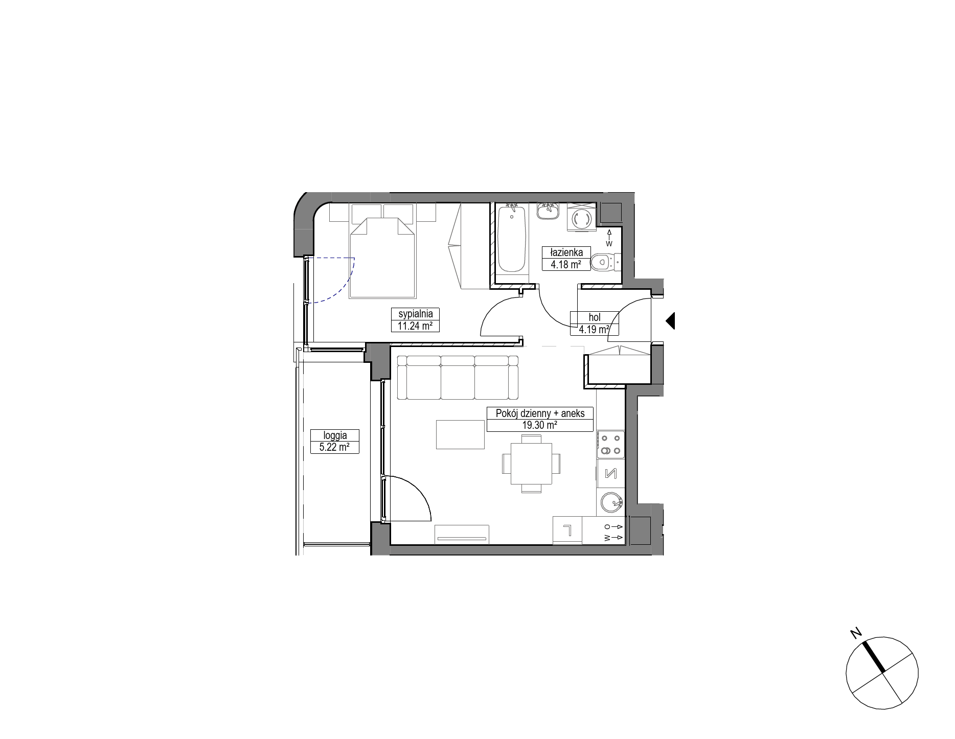 Plan 2 pok. 39m²