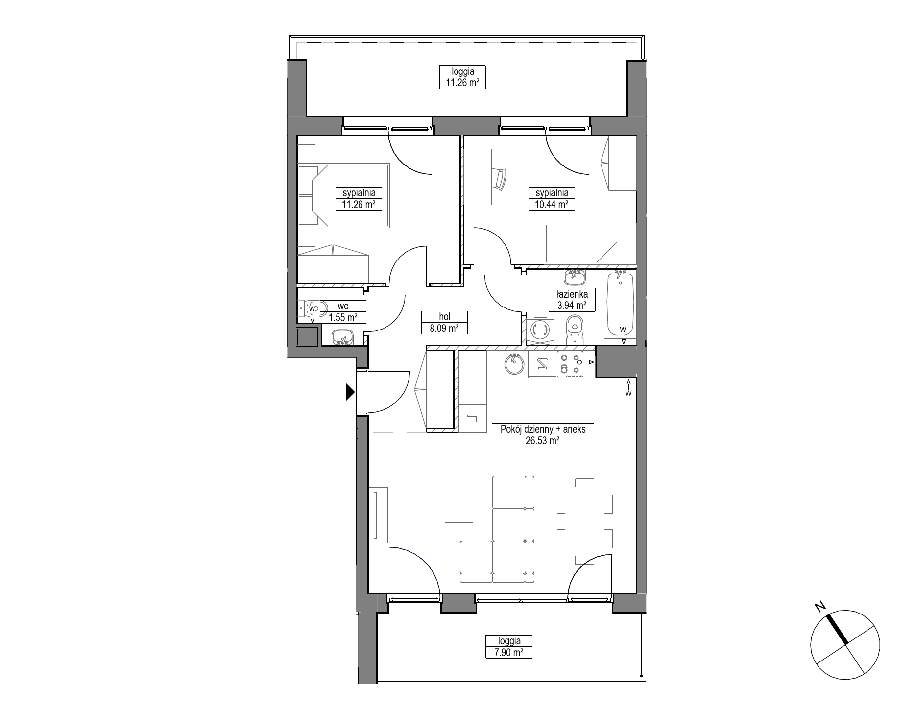 Plan 3 pok. 62m²