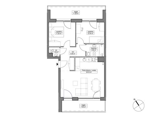 Plan 3 pok. 62m²