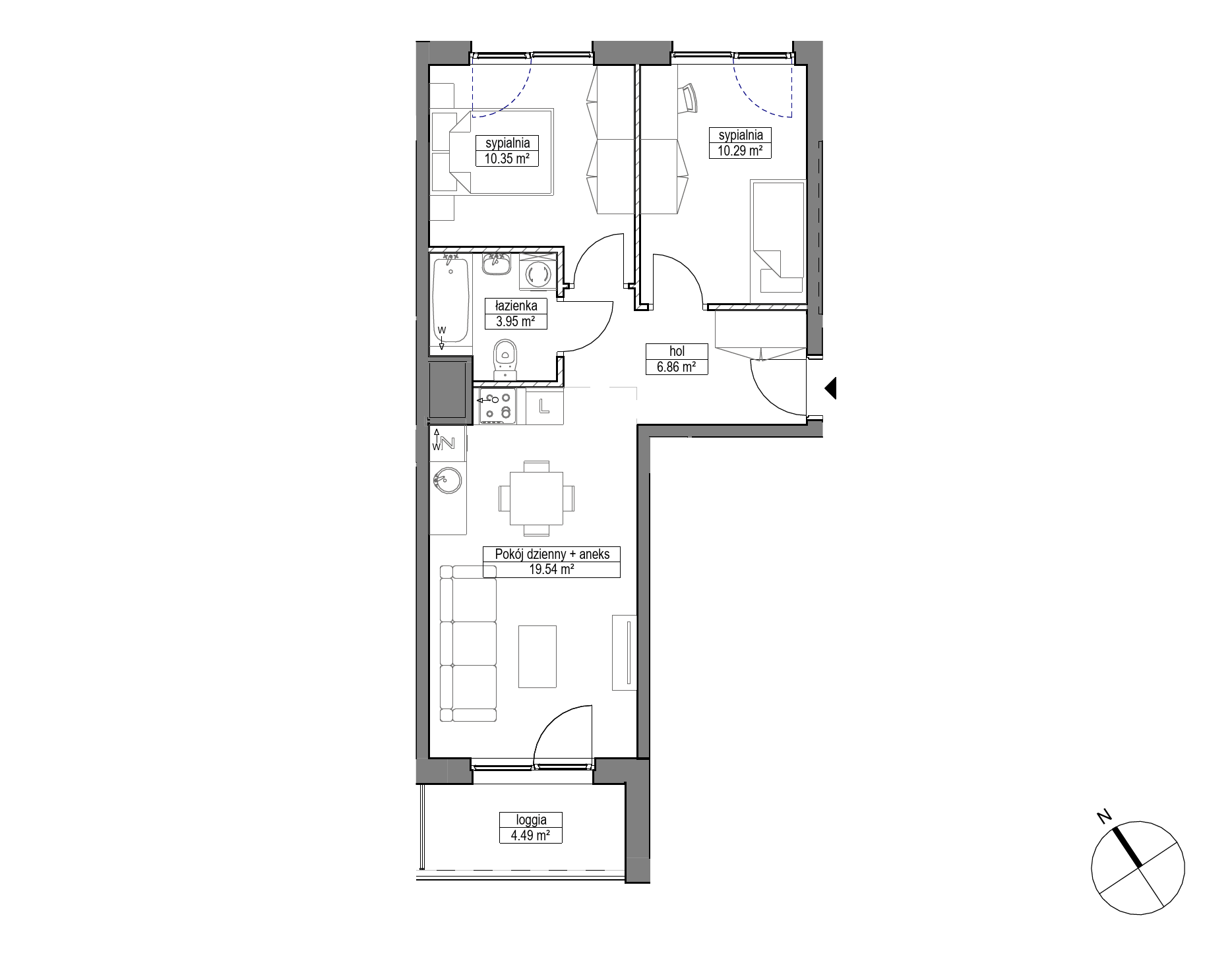 Plan 3 pok. 51m²