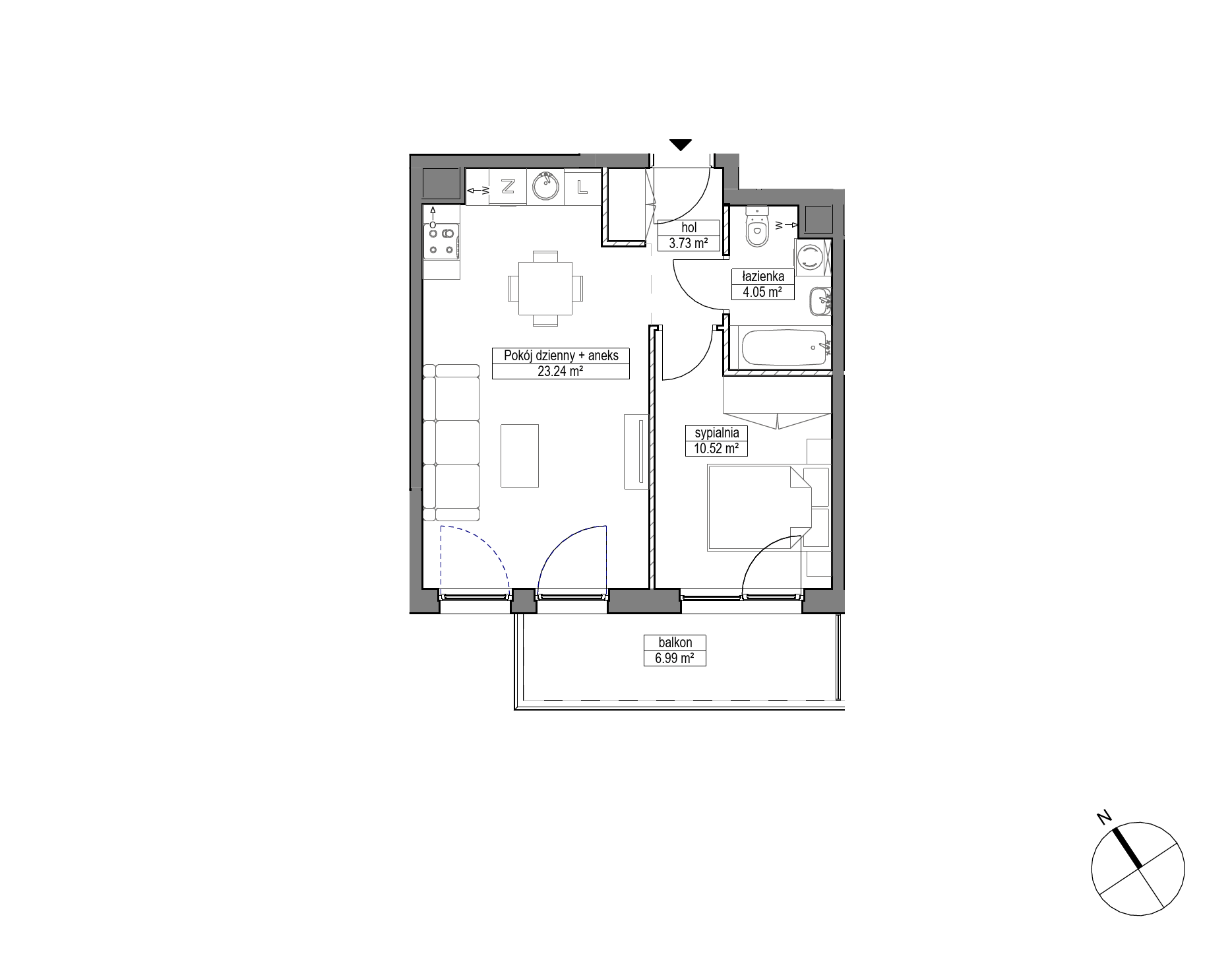 Plan 2 pok. 42m²