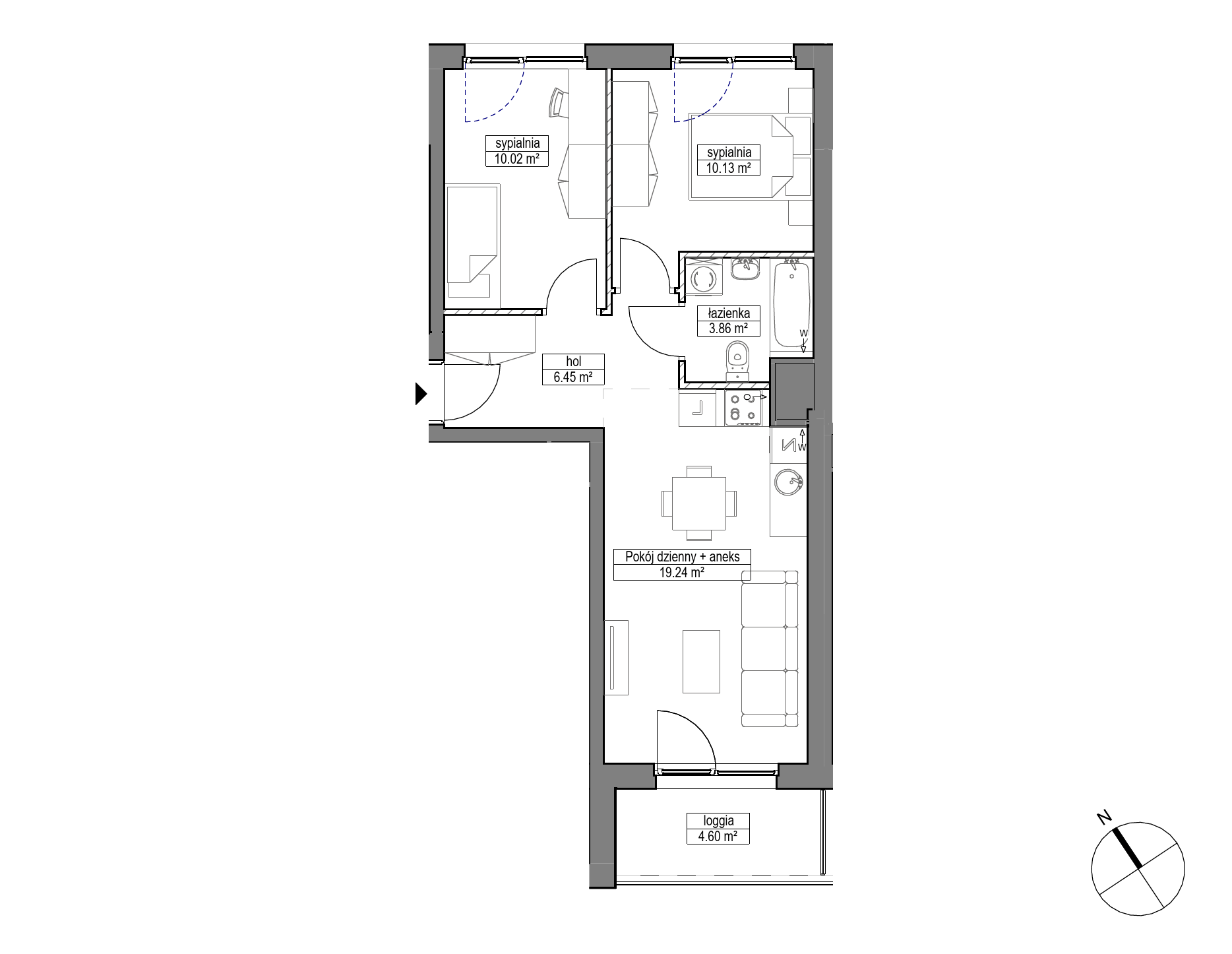 Plan 3 pok. 50m²