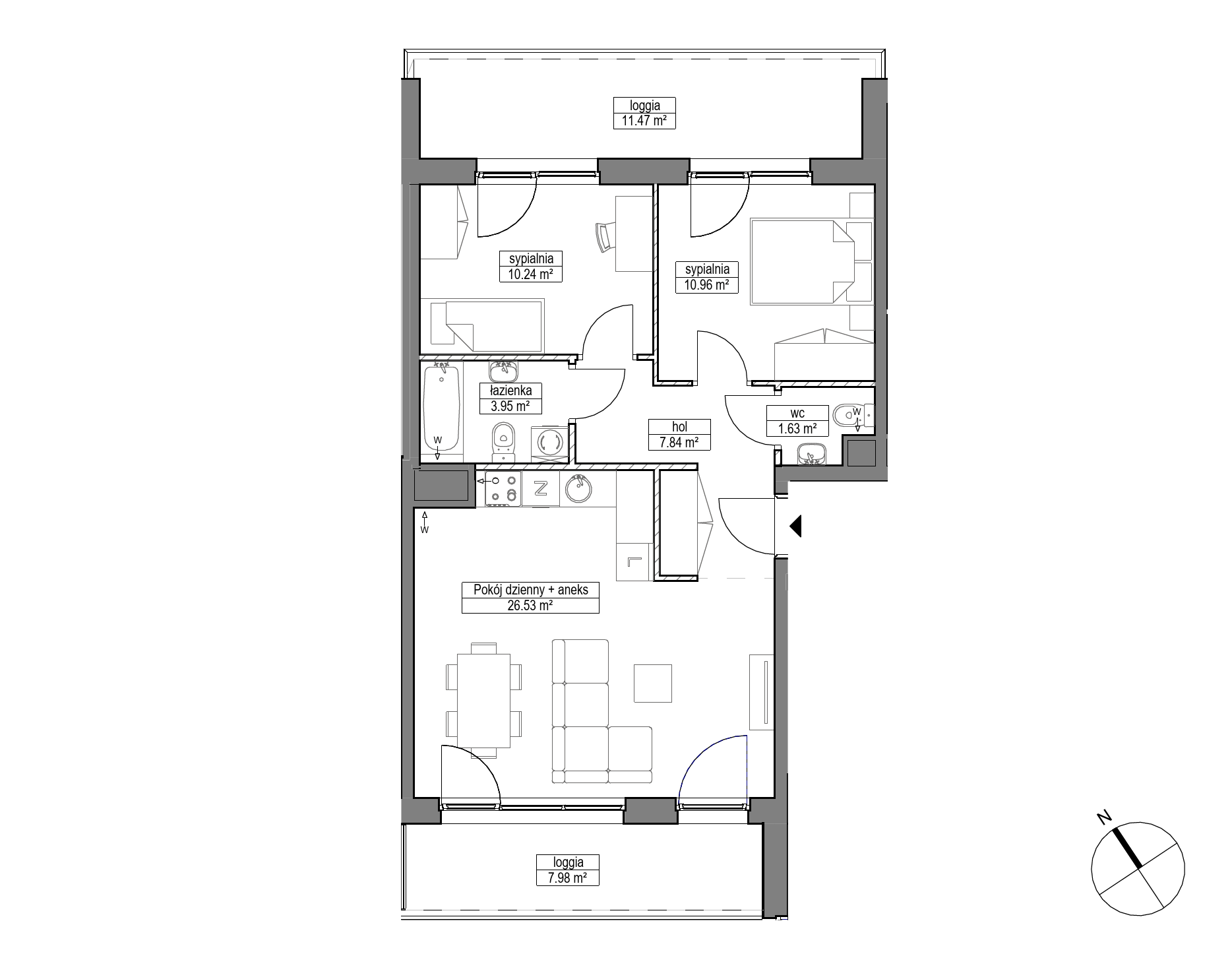Plan 3 pok. 61m²