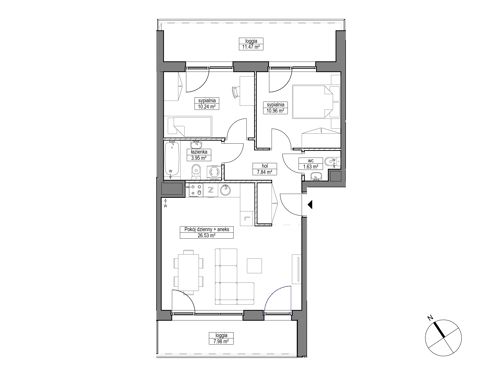 Plan 3 pok. 61m²
