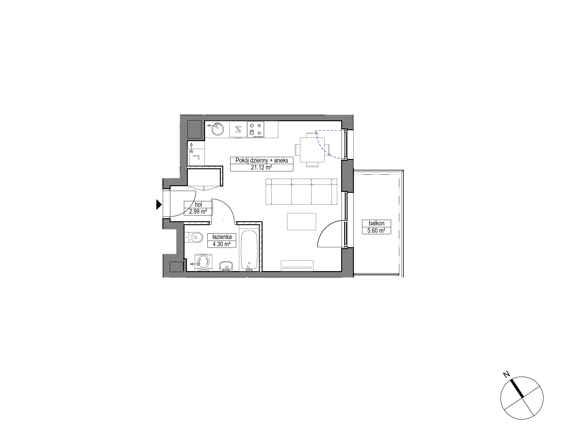 Plan 1 pok. 28m²
