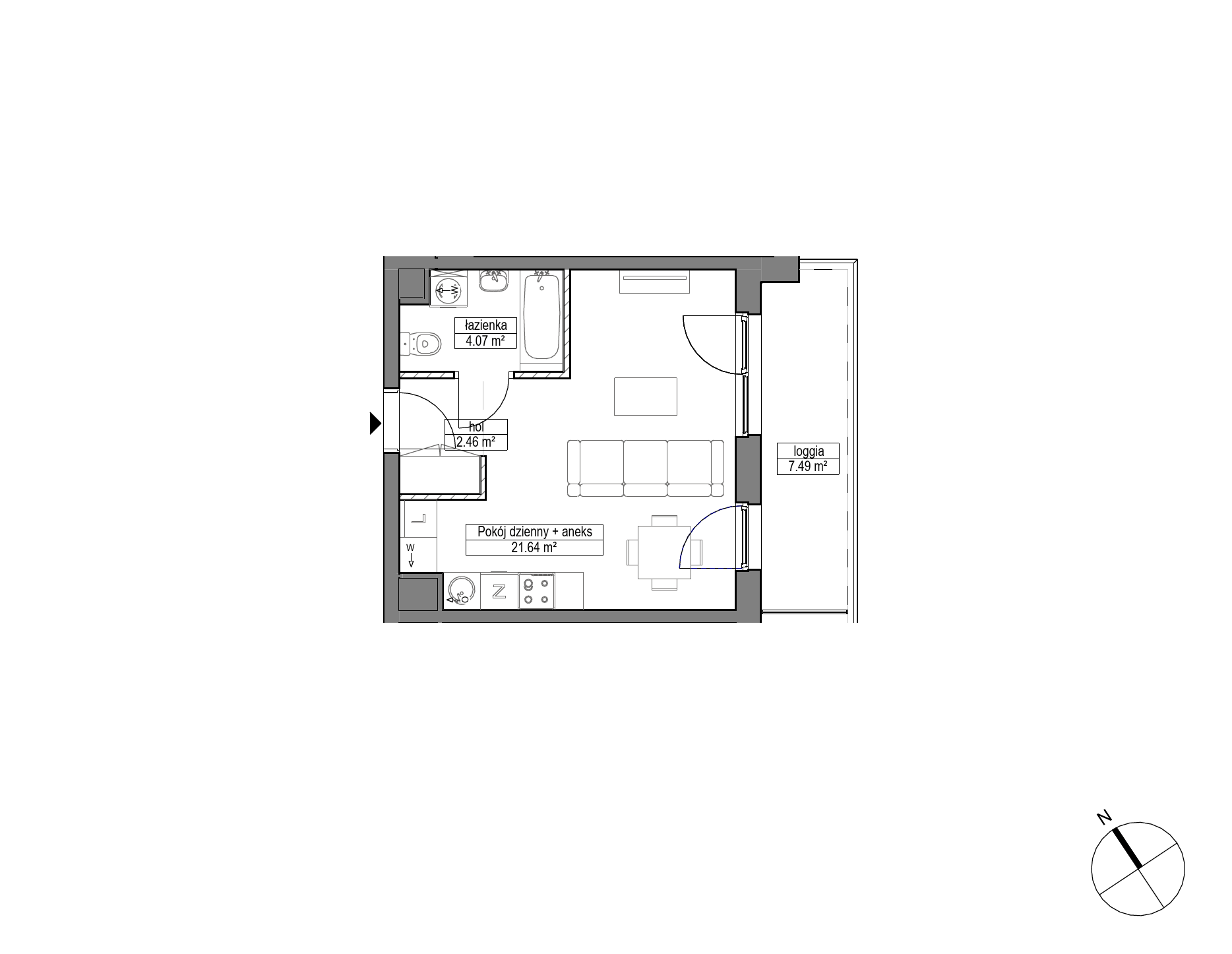 Plan 1 pok. 28m²