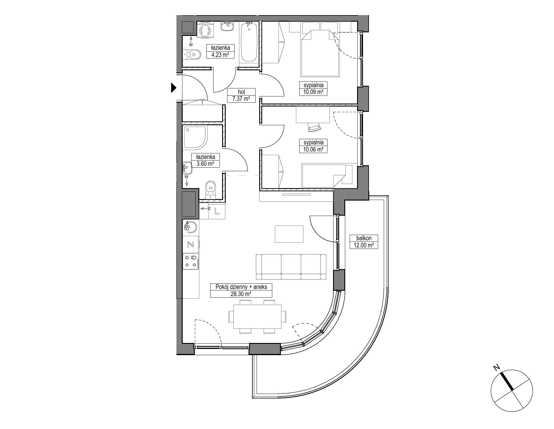 Plan 3 pok. 64m²
