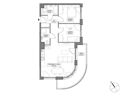 Plan 3 pok. 64m²