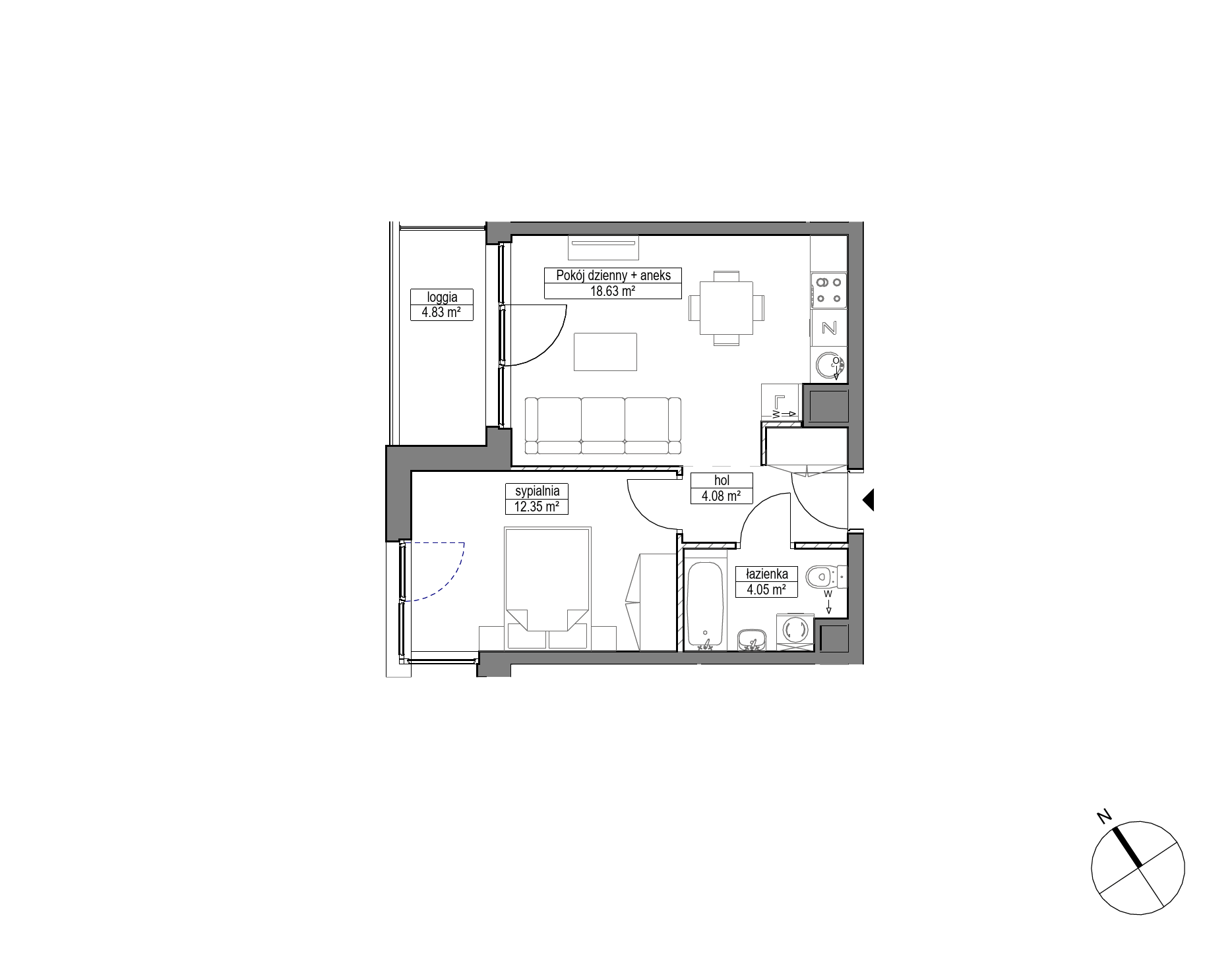 Plan 2 pok. 39m²