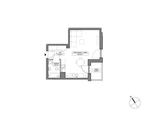Plan 1 pok. 34m²