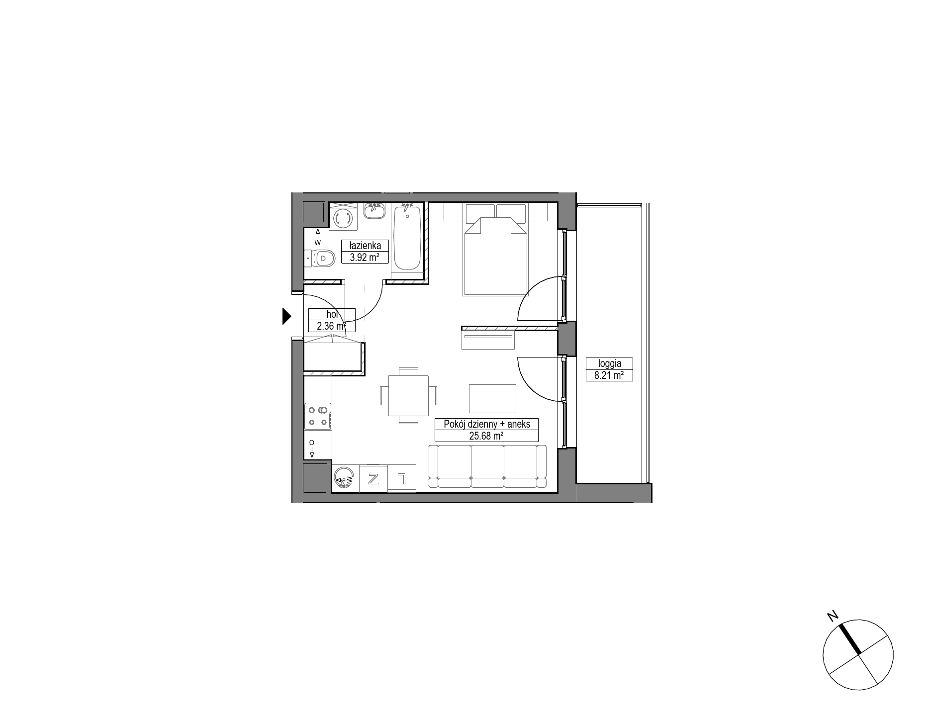 Plan 1 pok. 32m²