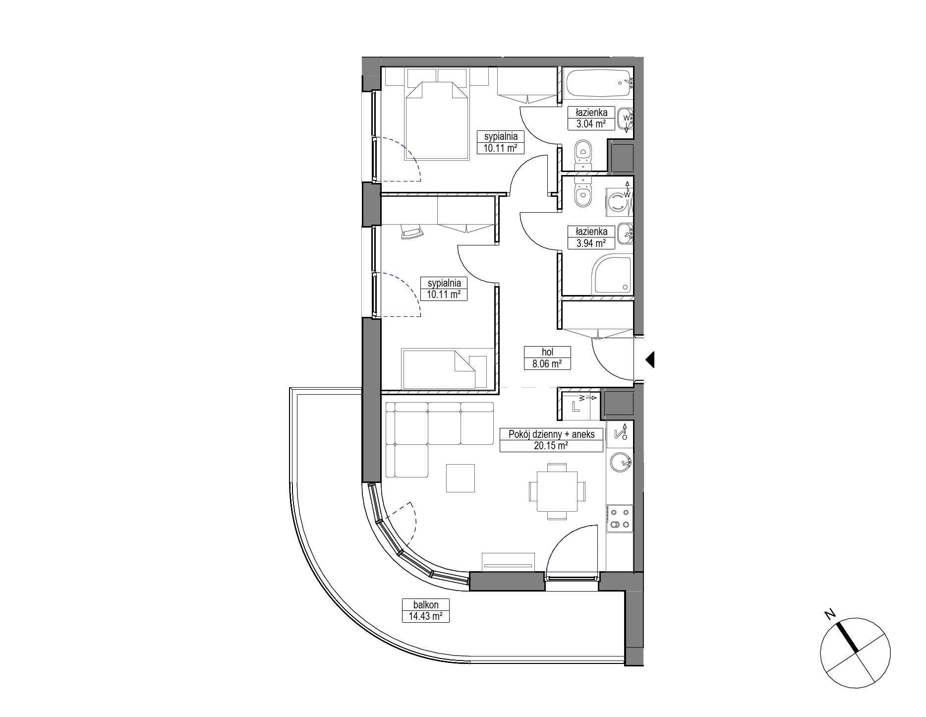 Plan 3 pok. 55m²
