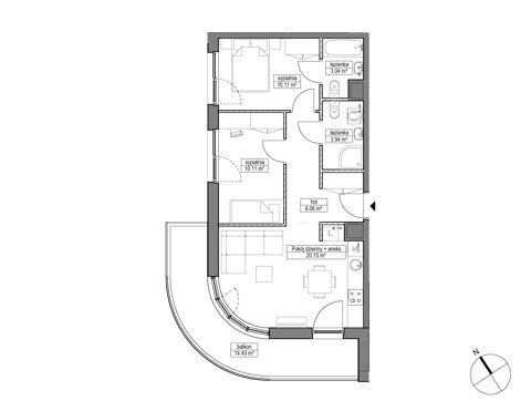 Plan 3 pok. 55m²