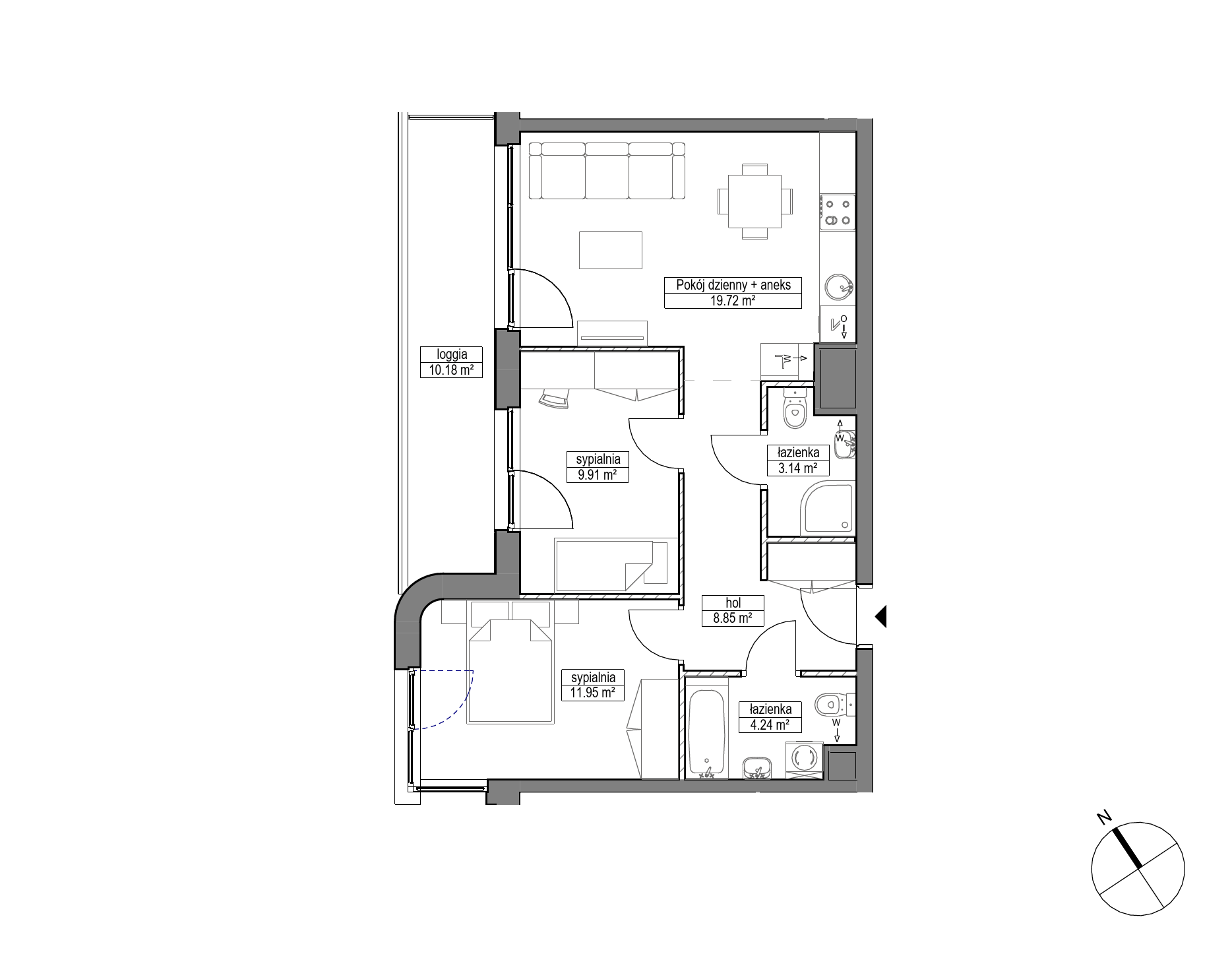 Plan 3 pok. 58m²