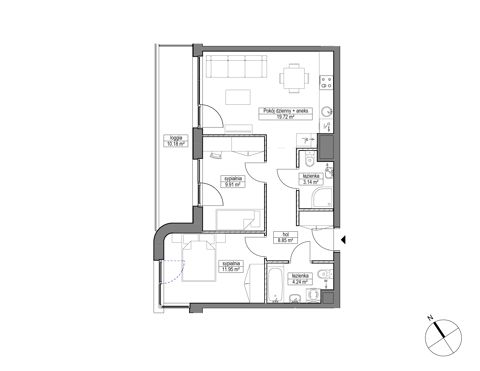 Plan 3 pok. 58m²