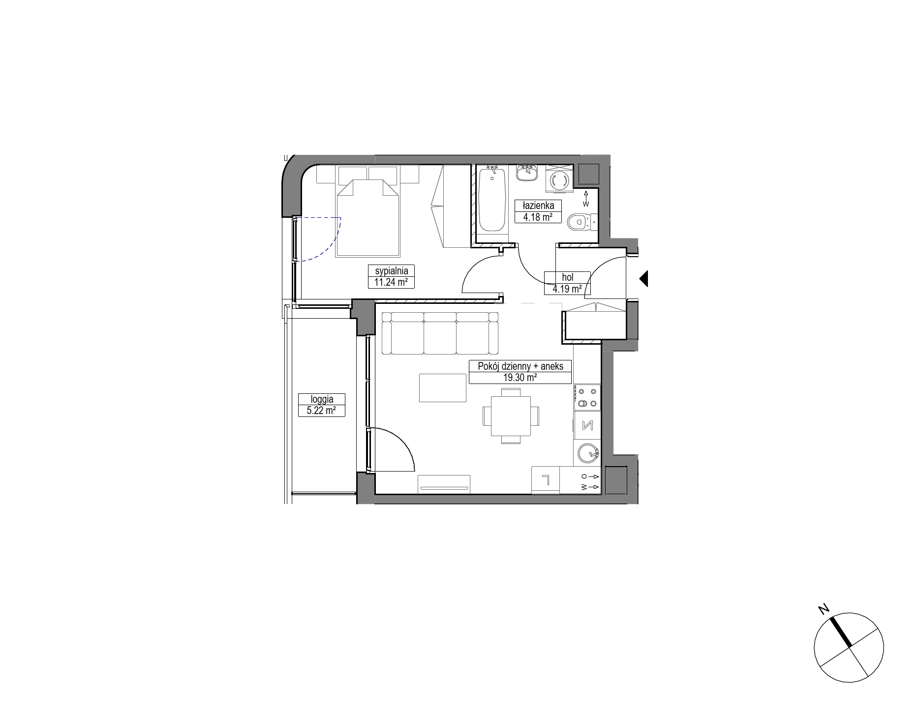 Plan 2 pok. 39m²