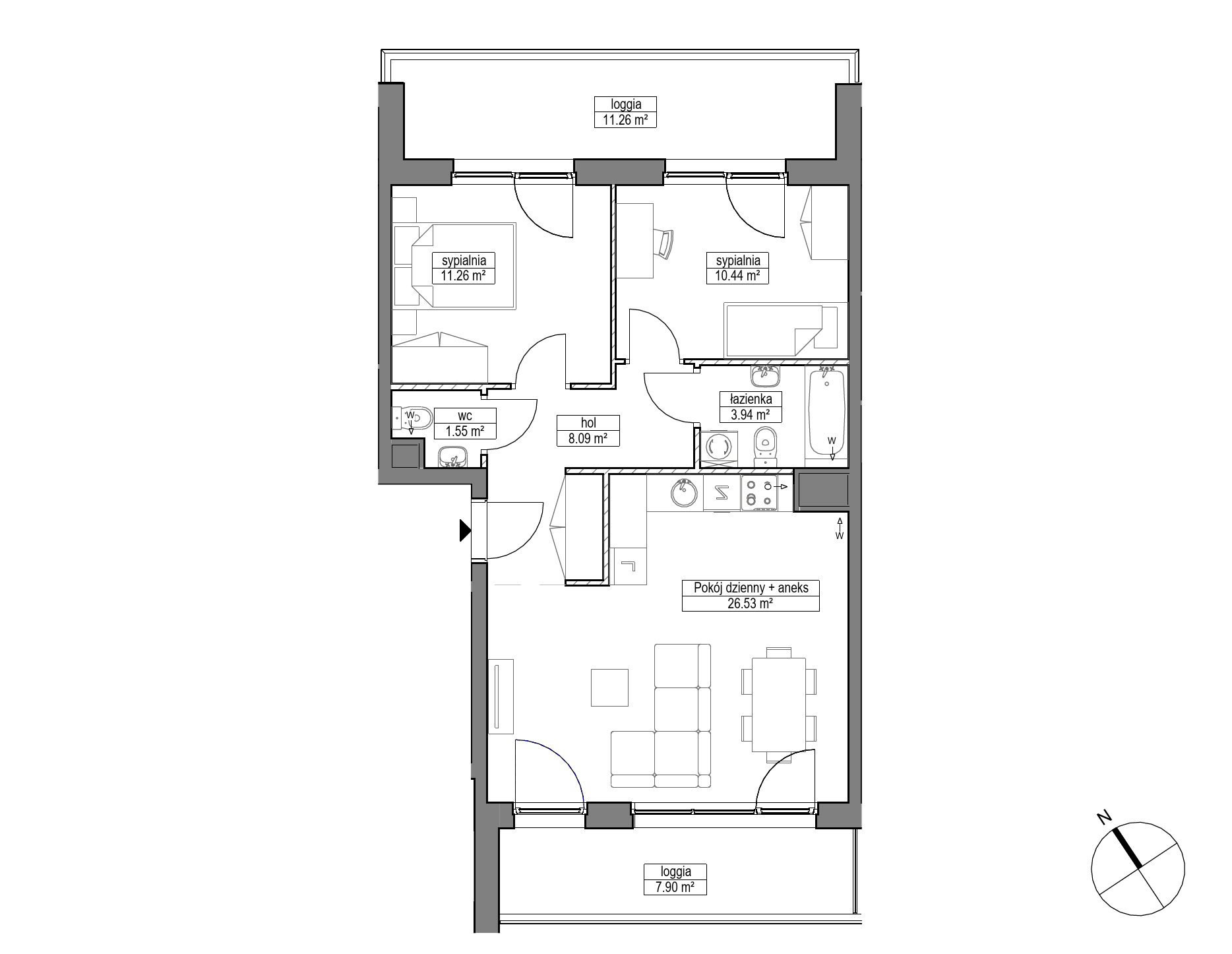 Plan 3 pok. 62m²