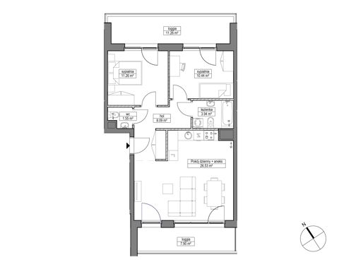 Plan 3 pok. 62m²