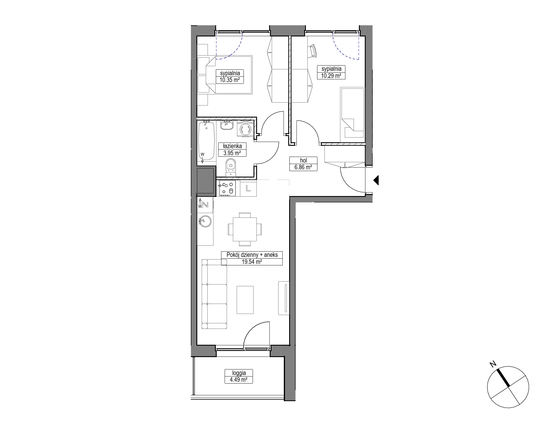 Plan 3 pok. 51m²