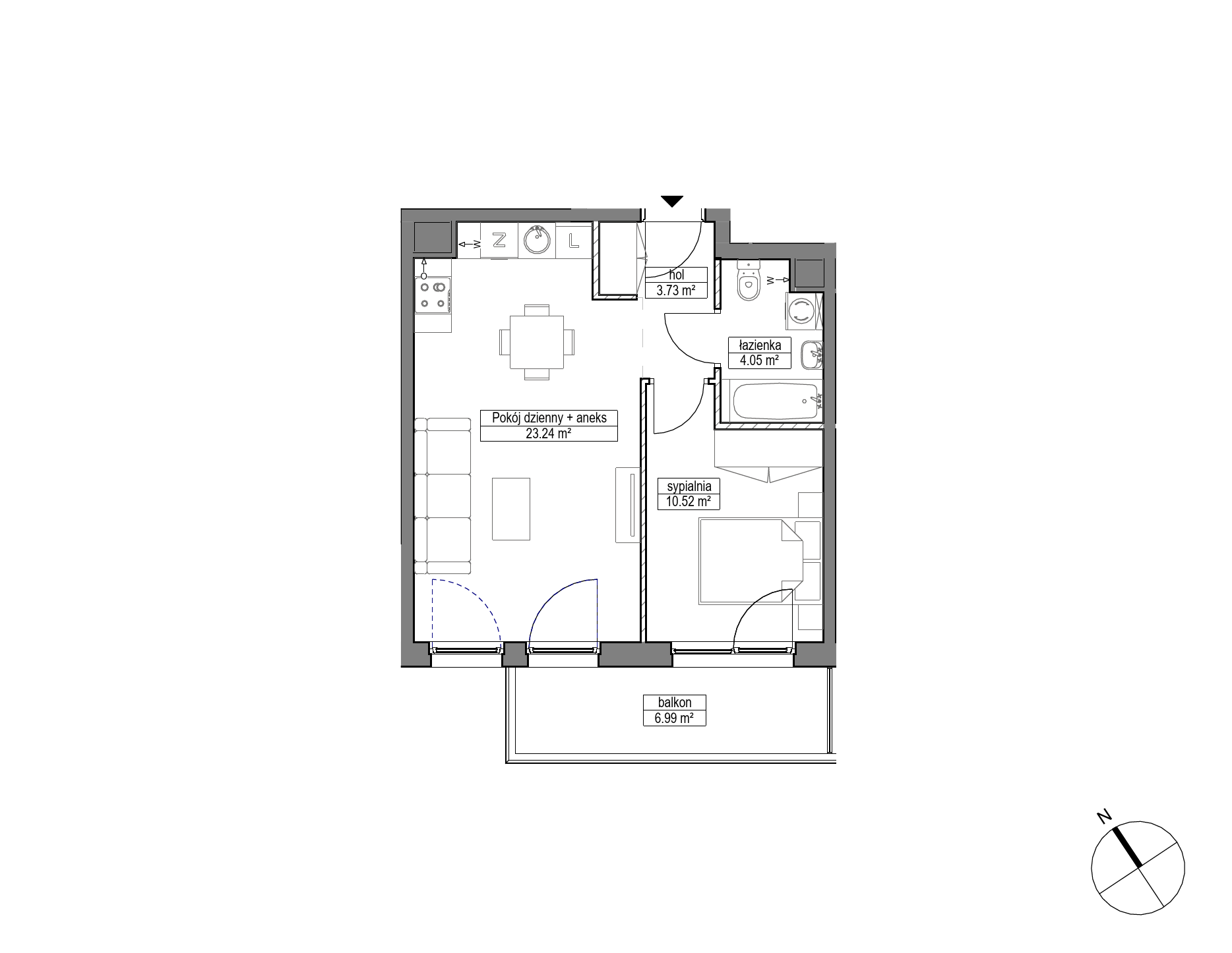 Plan 2 pok. 42m²