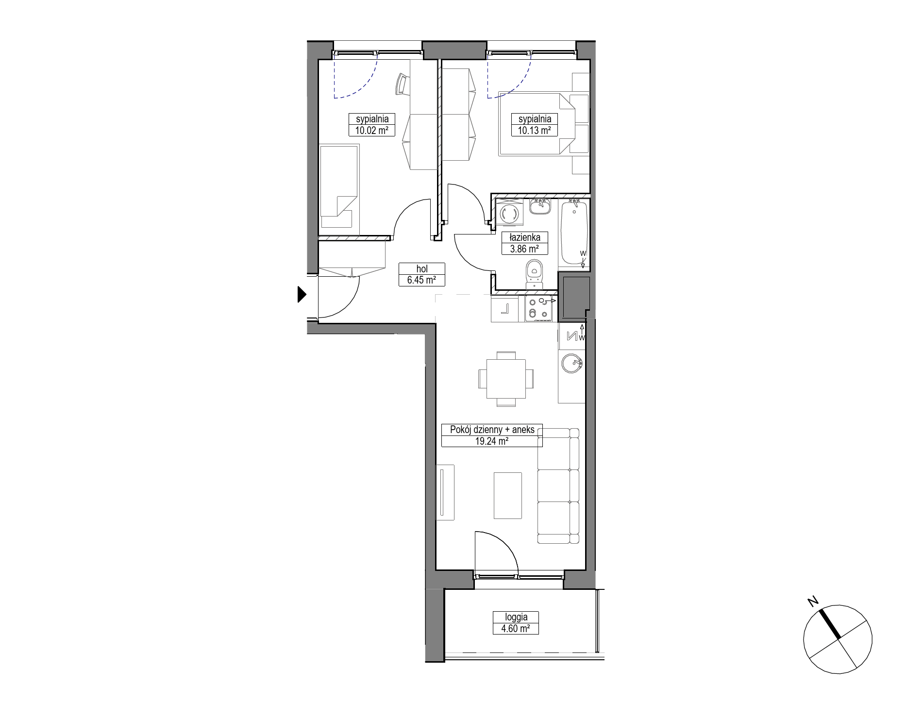 Plan 3 pok. 50m²