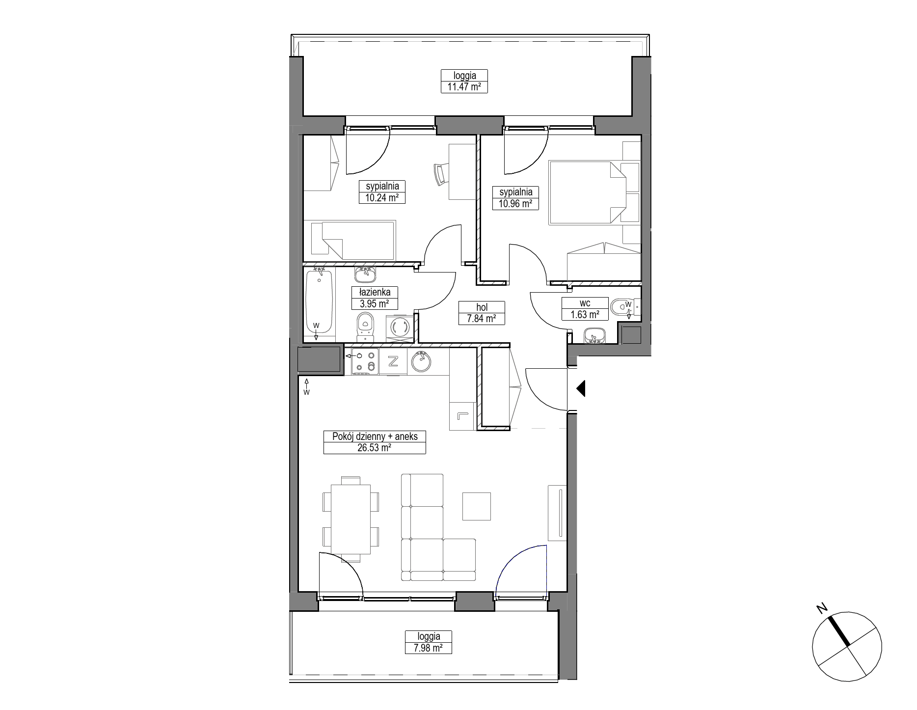 Plan 3 pok. 61m²