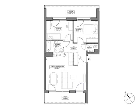 Plan 3 pok. 61m²