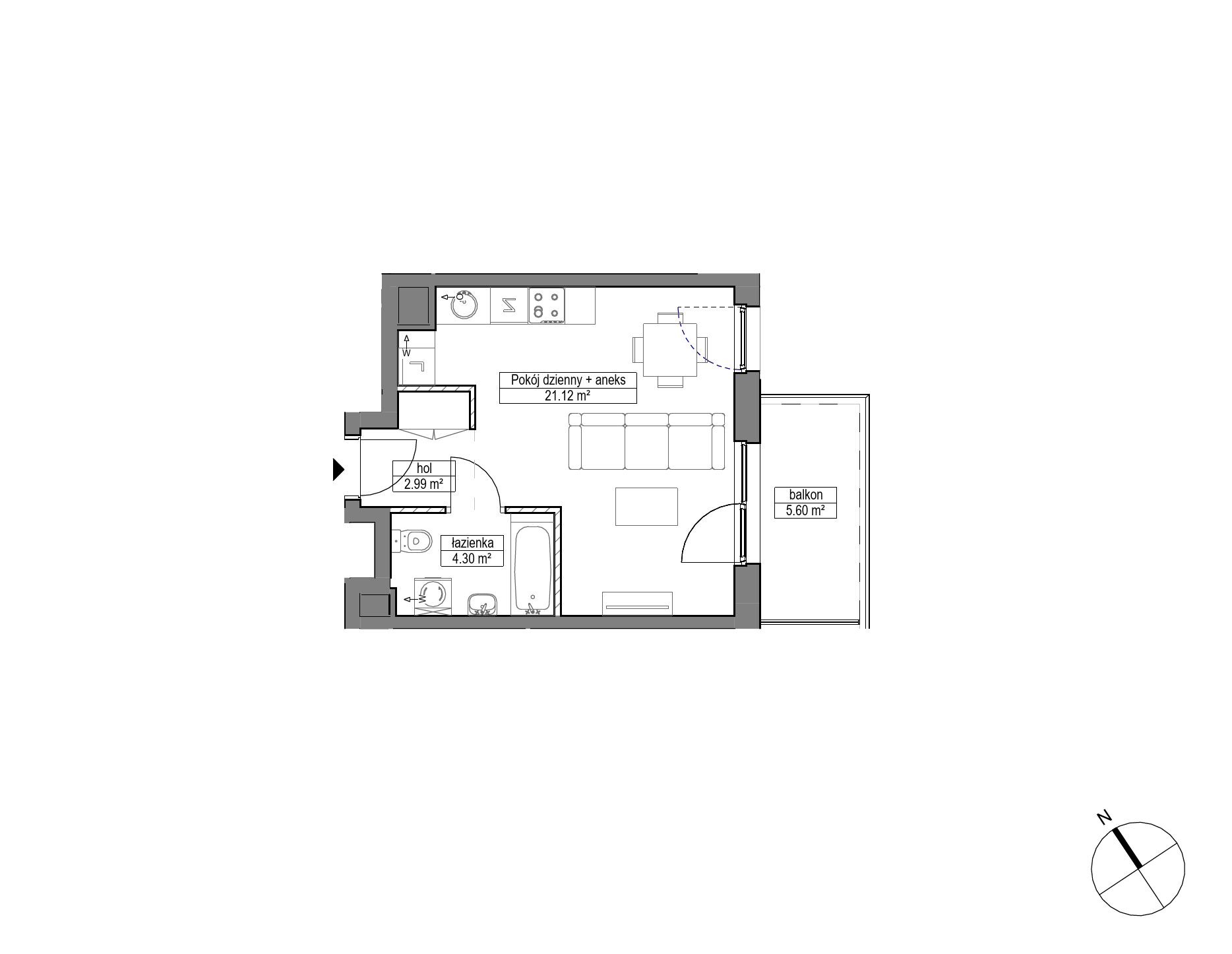 Plan 1 pok. 28m²