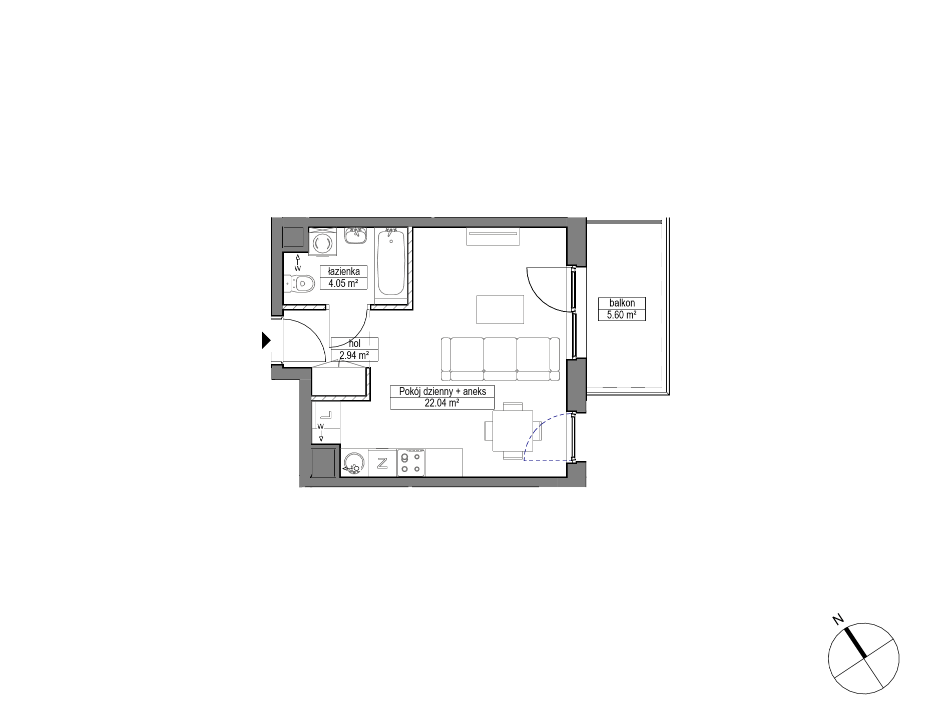 Plan 1 pok. 29m²