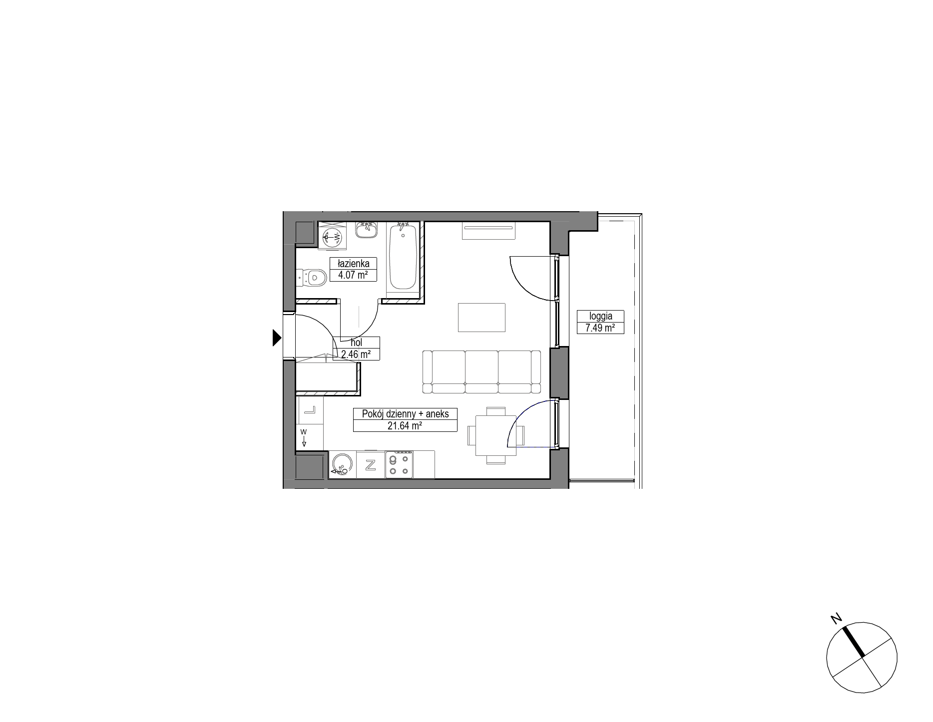 Plan 1 pok. 28m²