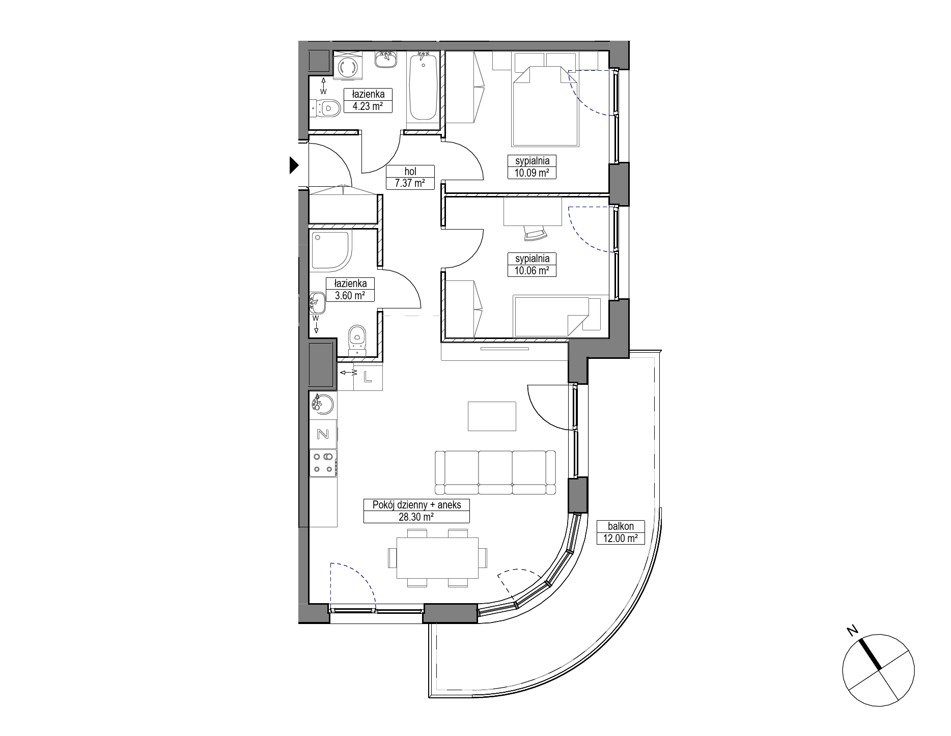 Plan 3 pok. 64m²